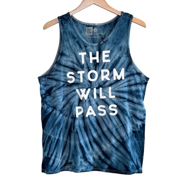 🌈 6/$60 The Storm will Pass Large Tank Blue Tie Dye To Write Love On Her Arms - Picture 1 of 5